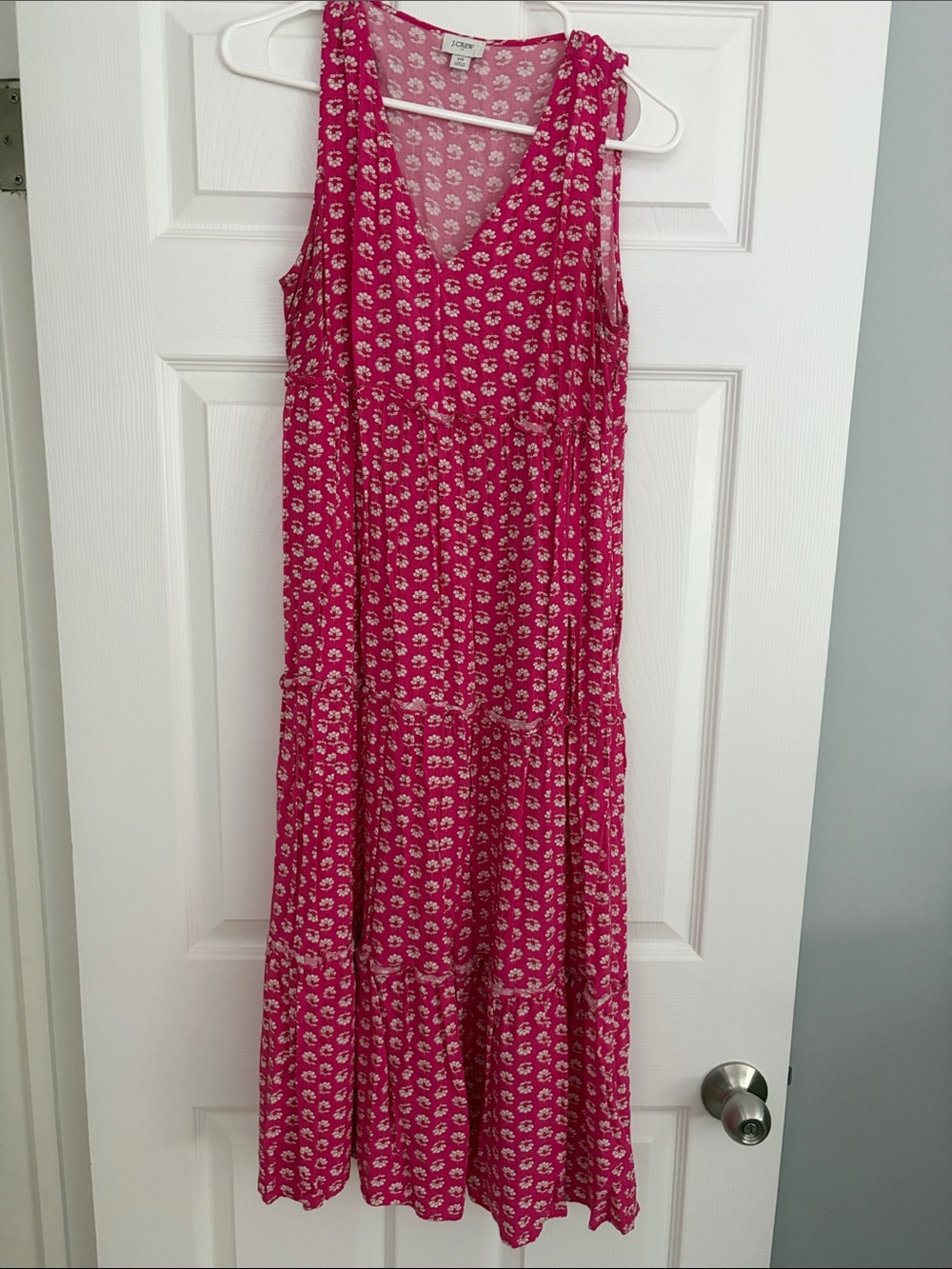 J. Crew Pink Floral V‑Neck Tiered Maxi Dress
